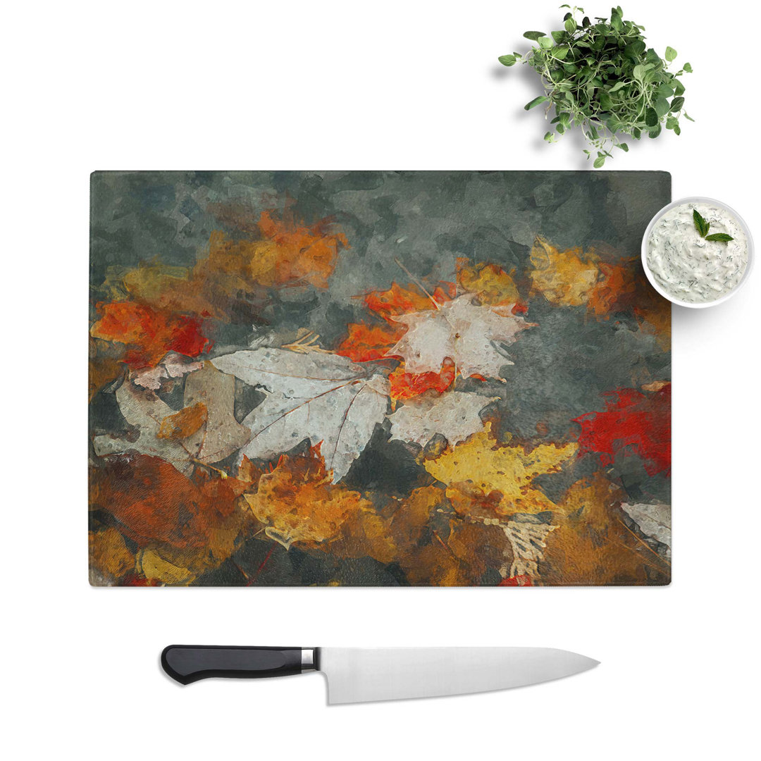 Glass Leaves in Autumn in Abstract Chopping Board