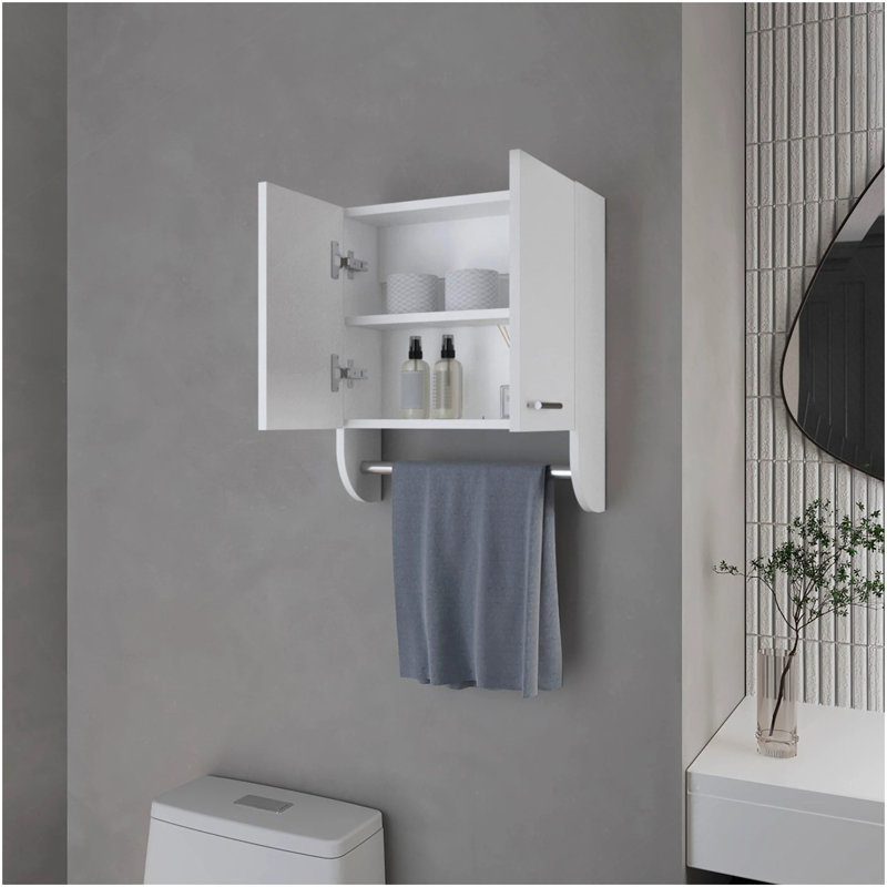 Armoire à pharmacie blanche avec barre à serviettes