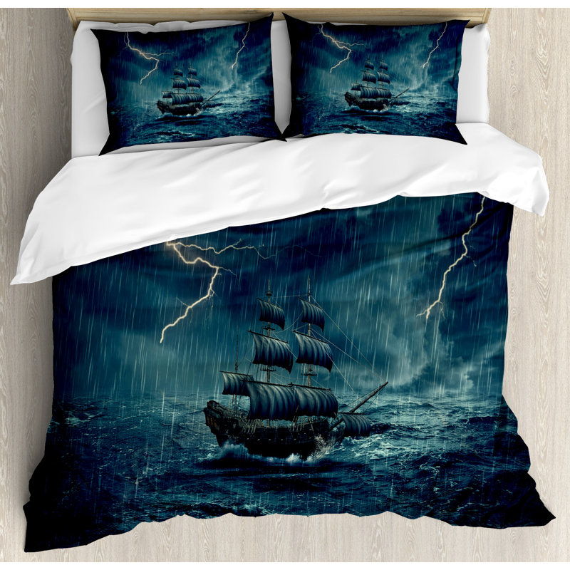 Landscape Coastal Polyester Duvet Cover, Queen