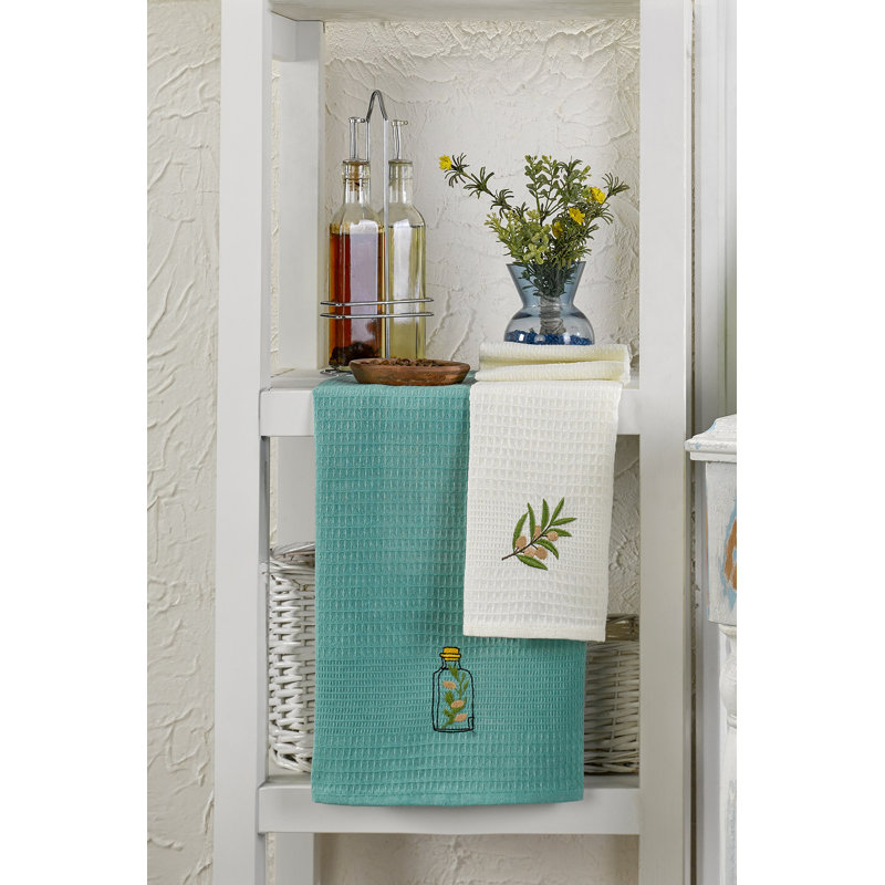 Premium Kitchen Towel Set (6 Pieces), 100% Cotton, 15.7 x 23.6 inches | Embroidered Design, Machine Washable at 86°F, Ironable | Soft, Absorbent, Perfect for Cooking & Dining | Durable & Stylish Home Essential