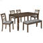 Élégante table de salle à manger en bois avec 4 chaises et un banc. Ensemble de table de salle à manger moderne pour 6 personnes, ensemble de table de salle à manger rectangulaire pour le salon, la cuisine et la salle à manger, noyer