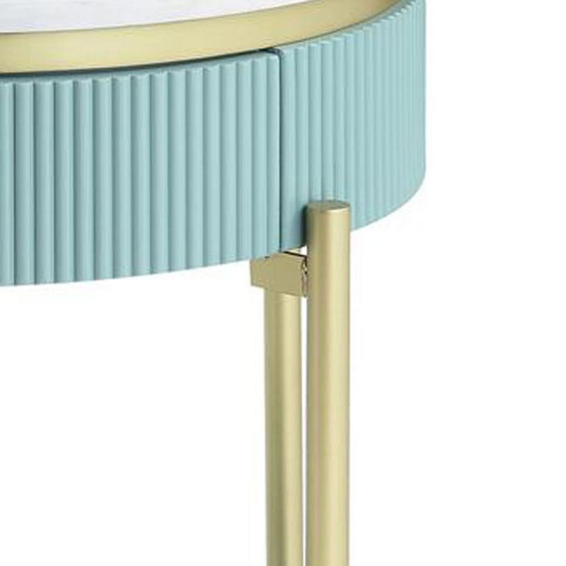 Maxym End Table, Teal/Gold