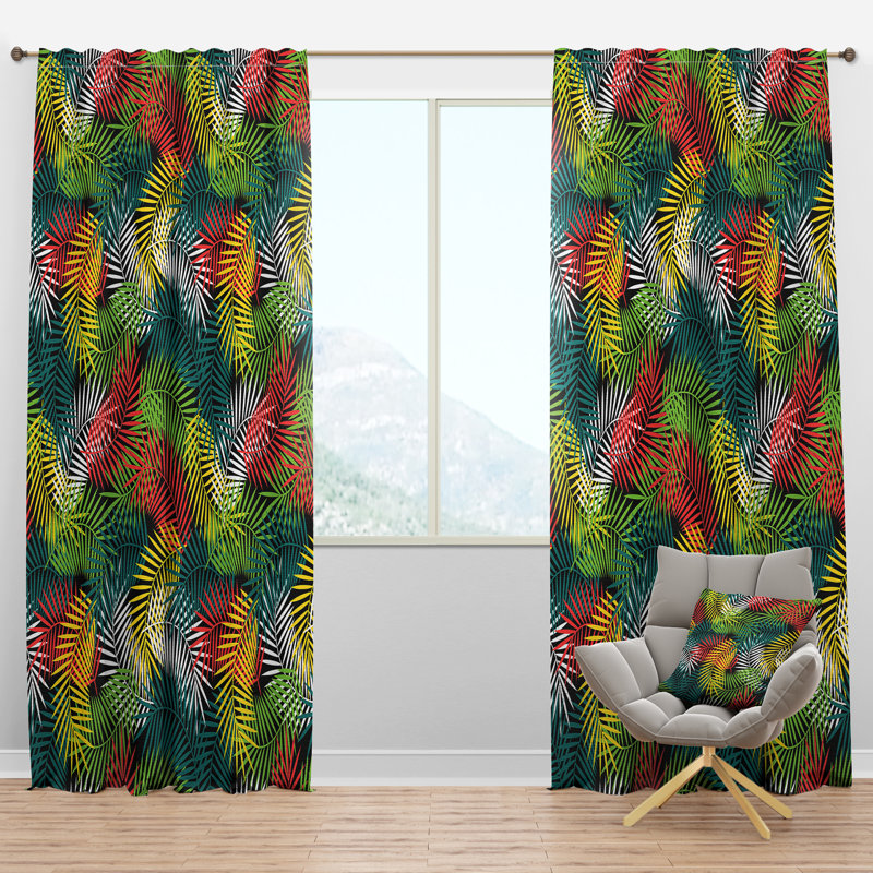 Panneau de rideau simple semi-diaphane avec passe-tringle Tropical, l 52 po x L 95 po
