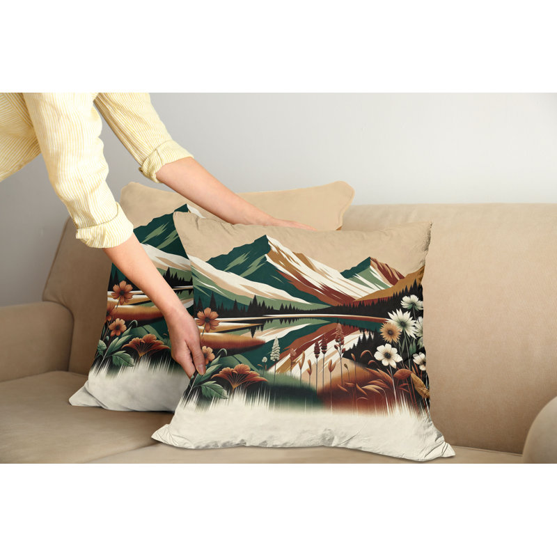 Hunter Green and Pale Redwood Microfiber Reversible Throw Pillow Set