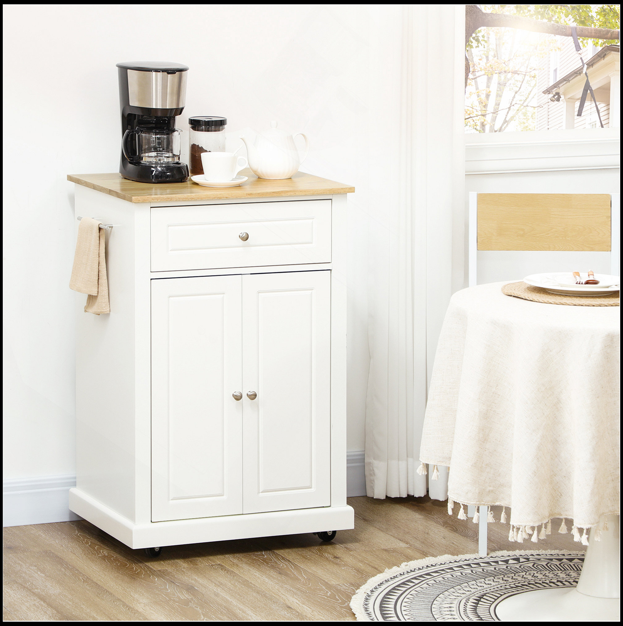 Ophelia & Co. Rolling Kitchen Island Cart, Portable Serving Trolley ...