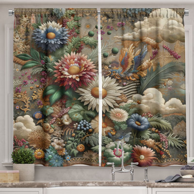 Floral Eucalyptus Kitchen Curtain