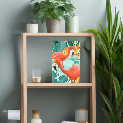 Dip Your Toes Abstract Bird Flamingo Forest Landscape Wall Art Print 1 Piece Wrapped Canvas Wall Art