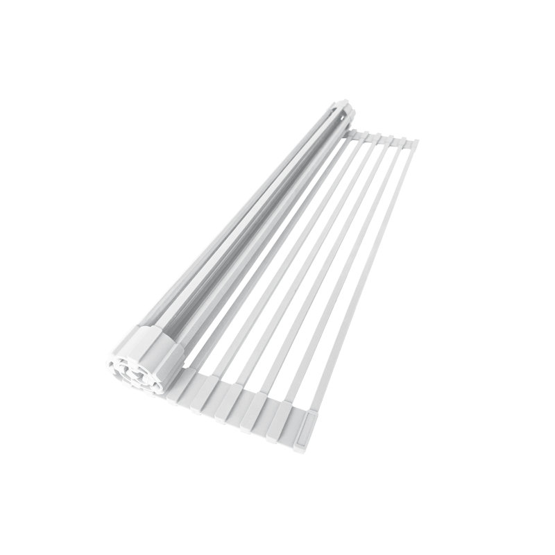 Égouttoir à vaisselle flexible enroulable pour le dessus de l'évier de 20 po STYLISH, Blanc