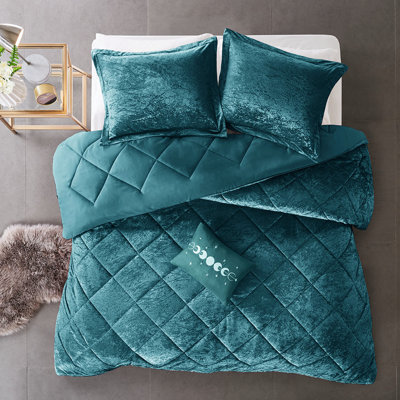 Édredon en velours de luxe pour lit simple / simple TG - literie lavable à la machine avec housse de coussin décorative, fer à vapeur