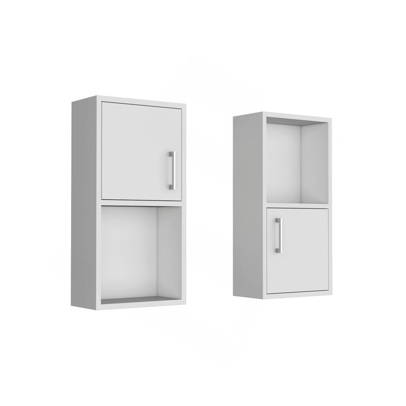 Armoire à pharmacie murale 2 pièces avec rangement ouvert et fermé, Blanc
