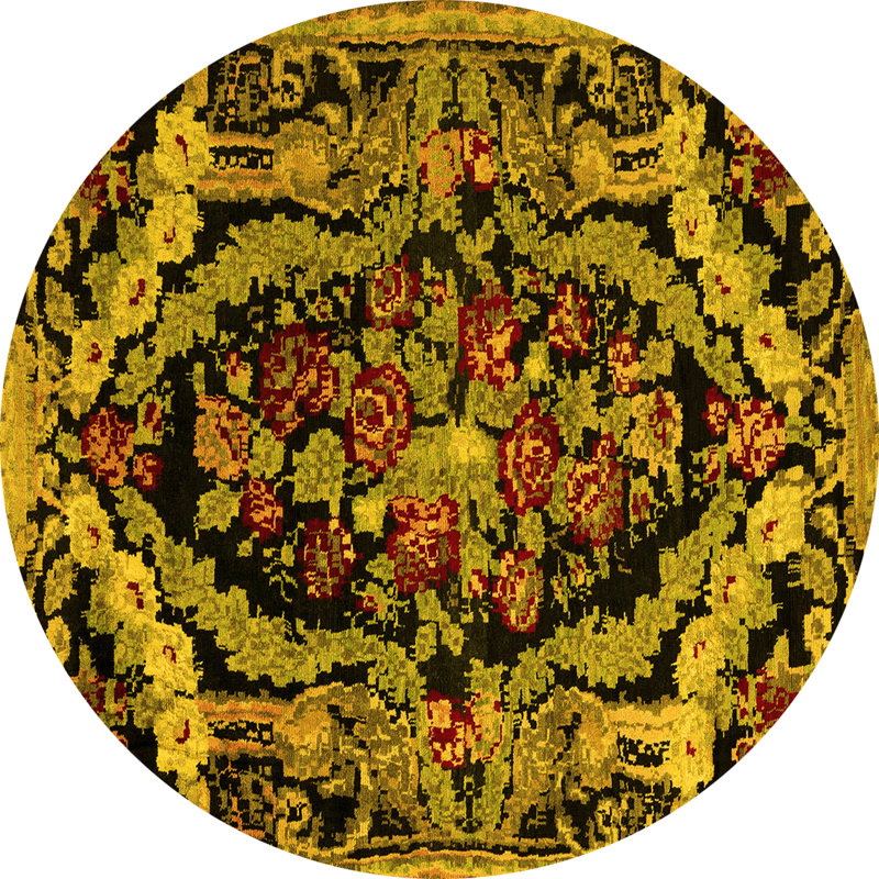 Washable Floral Indoor Rug, Round 5'
