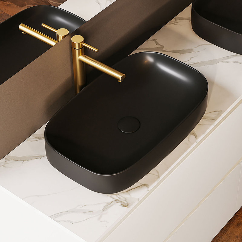 Fly 6540 Countertop (Vessel) Bathroom Sink in Matte Green, Matte Black
