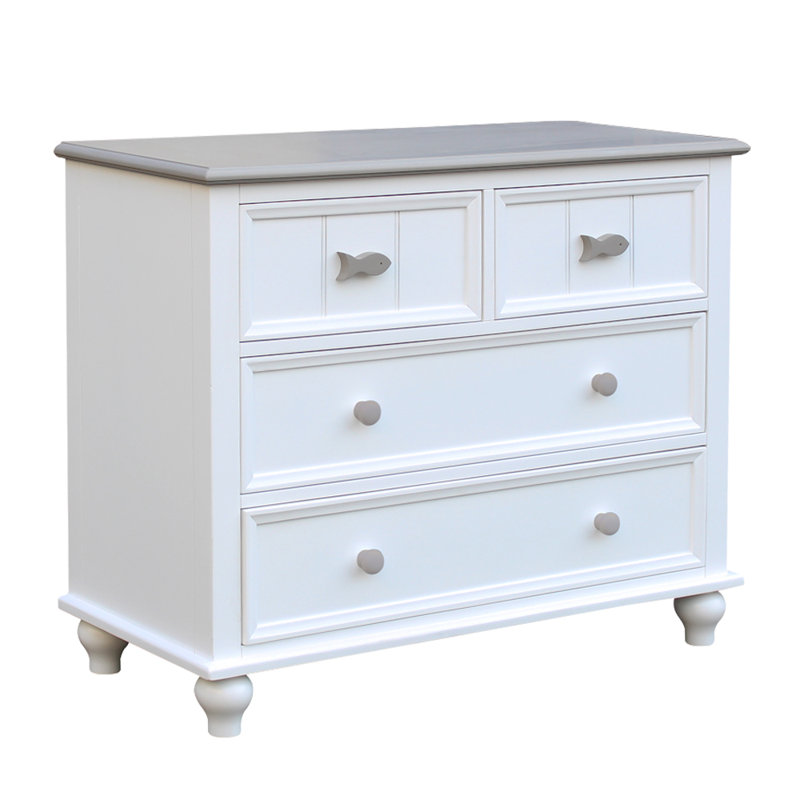 Remer Split 4 Drawer Standard Dresser, White/Gray