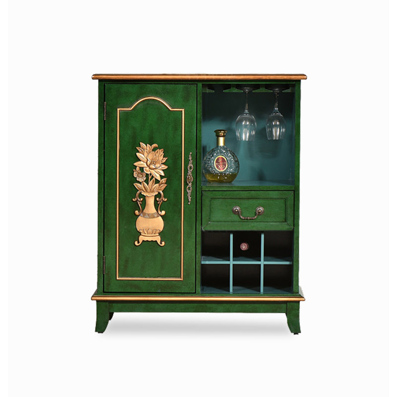 31.50" Green Rectangular Solid Wood Wine Racks