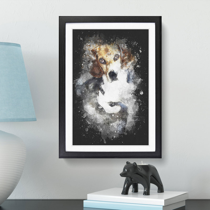 Beagle Dog - Picture Frame Graphic Art Print, Black Framed, 45cm H x 33cm W x 2cm D