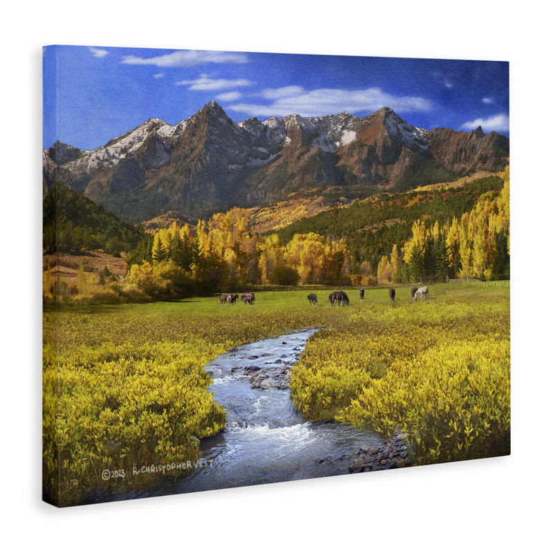 Art mural sur toile Horse Ranch Autumn View par Chris Vest, H 16 po x l 20 po