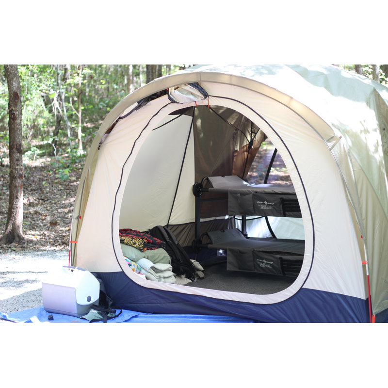 Extra Large Gray Steel Double Camping Cot with Organizers