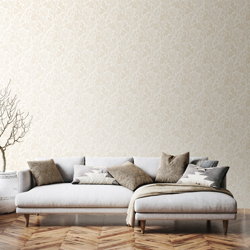 Thistle Damask - Soft Gold, Natural