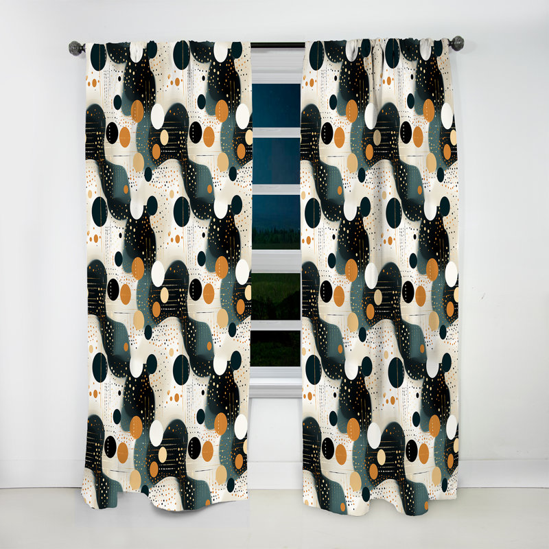 Industrial Chic Polka Dots Pattern I - Abstract Curtain - Room Darkening Curtain - 1 Panels, 52" W x 95" L