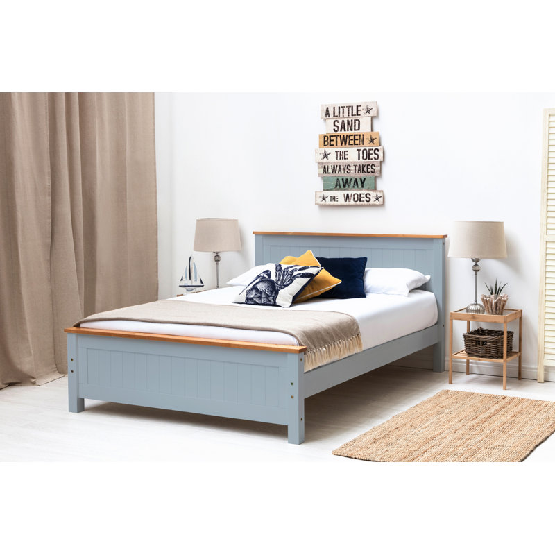 Aubrey Solid Wood Bed with Mattress, Grey, Double (4'6), 23cm Spring
