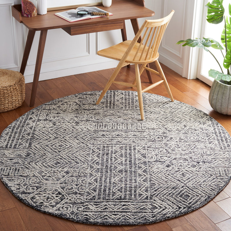 Amzie Hand Tufted Wool Southwestern Rug, Round 6'