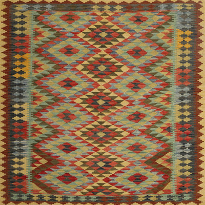 Tapis brun/gris/rouge contemporain