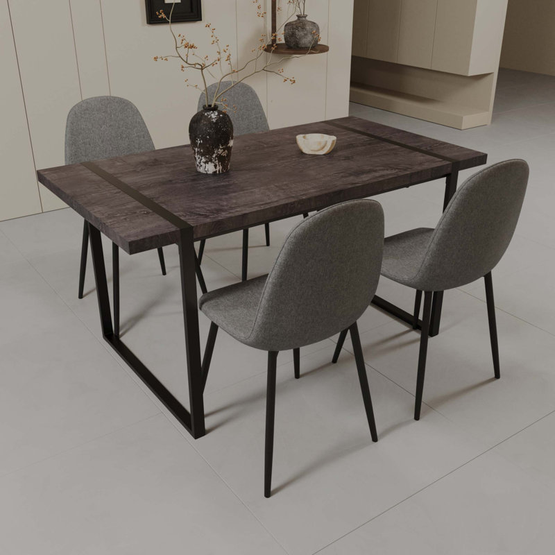 Ensemble de table de salle à manger 59 po en bois et chaise de salle à manger moderne de 59 pièces, ensemble de table de salle à manger de style médiéval