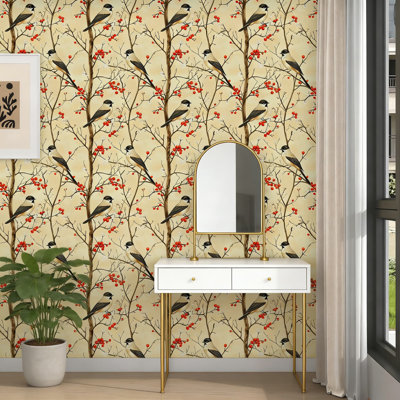 Papier peint adhésif rétro et adhésif Vintage Bird and Botanical