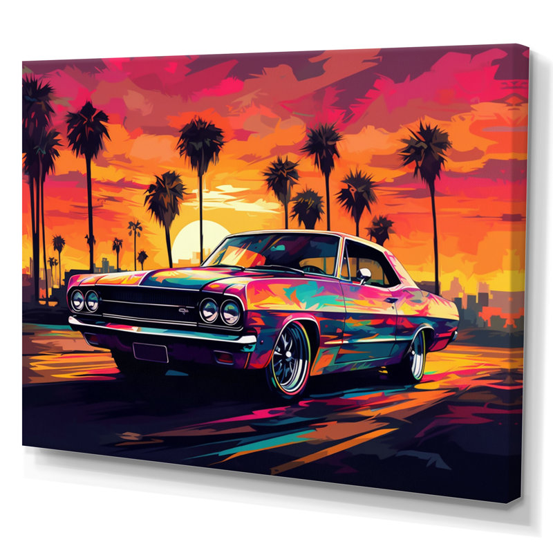 Marizza, rose et noir, Muscle Car Melody sur toile, H 24 po x l 32 po x P 1 po, Toile tendue