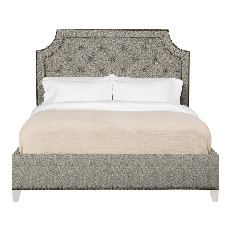 Audrey/Asher Queen Tufted Upholstered Low Profile Panel Bed, Casa Blanca, Tuck Graphite, Yes