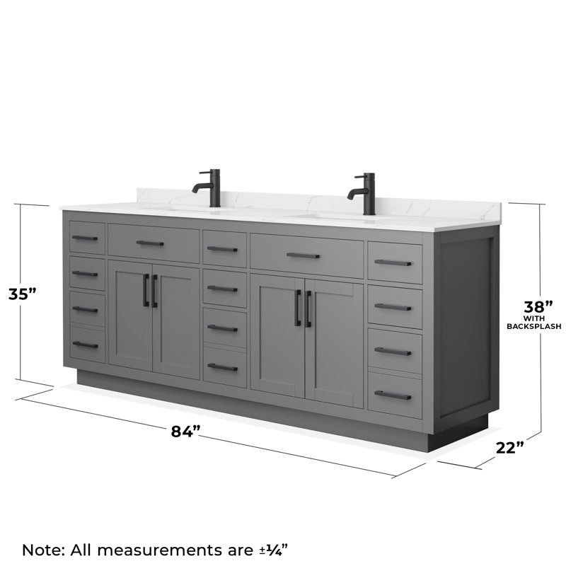 Beckett TK 84'' W Vanity, Single, Matte Black, Gray