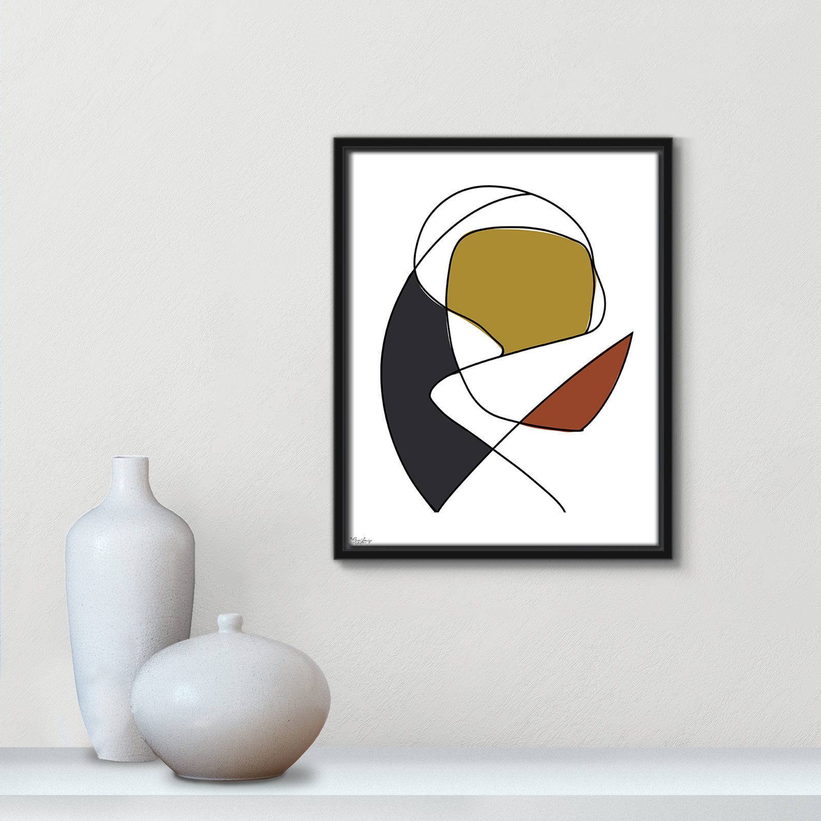 Paige "Abstract Tribeca 3" Print, Black, 15.5" H x 12.5" W x 2" D