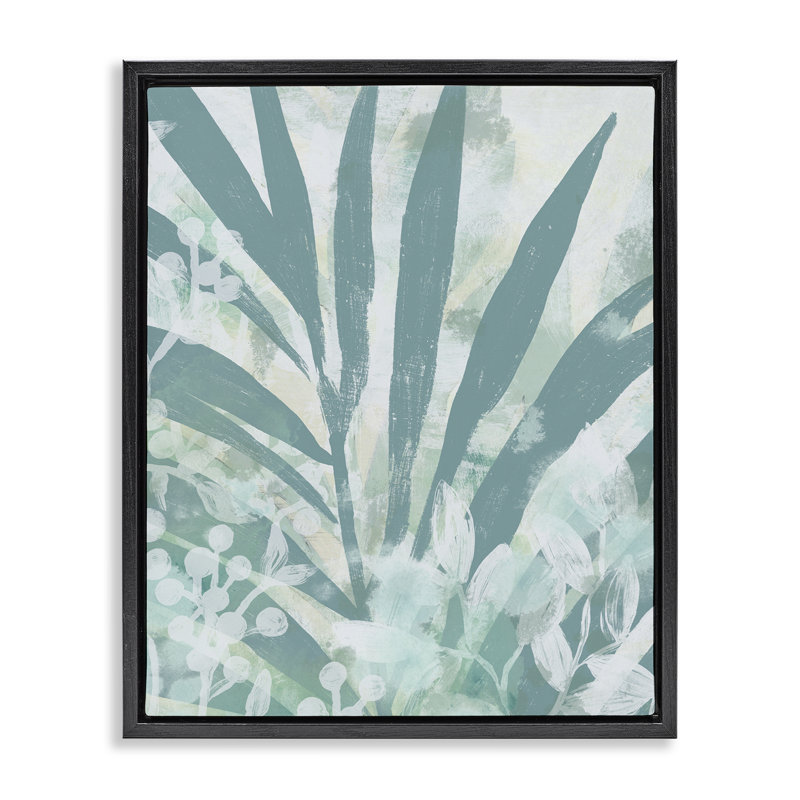 «Palm Frond Splatter» par June Erica Vess, Cadre flottant noir de jais, H 21 po x l 17 po