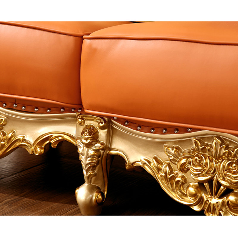Chaise de salon de style européen. Fauteuil en cuir véritable capitonné de 53 po de largeur