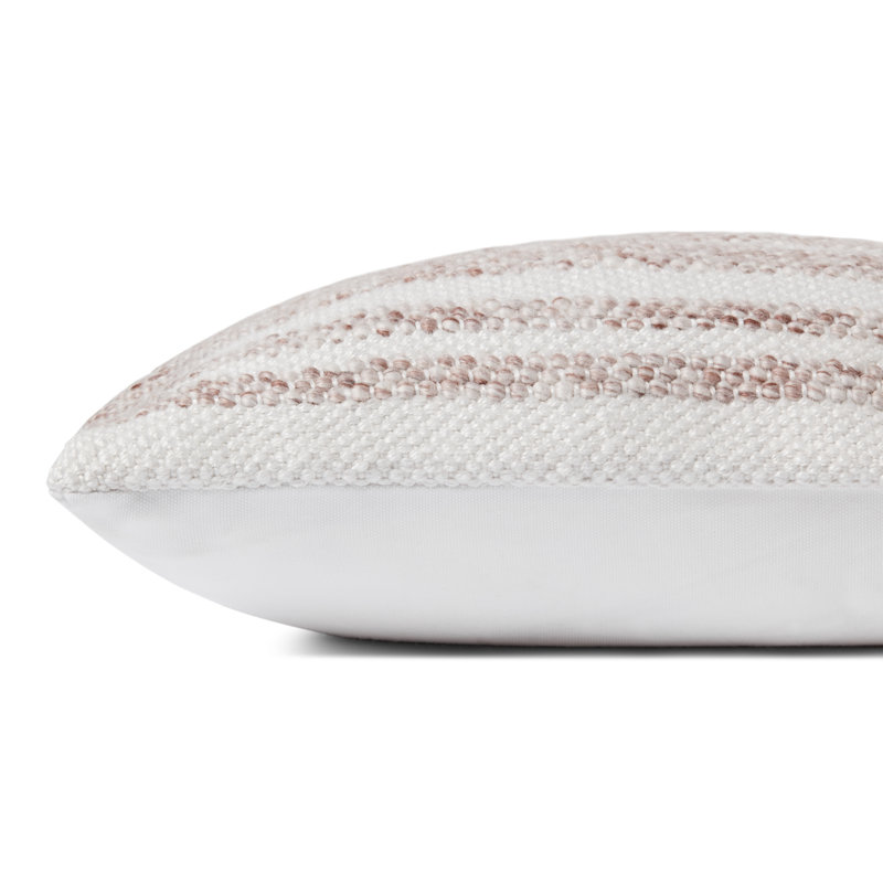 Blush and Natural Striped 13" x 21" Polyester Pillow Cover