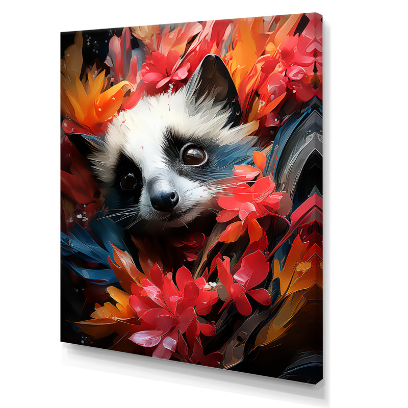 Rose et blanc floral suricate Portrait - art mural Meercat, Toile tendue, H 32 po x l 24 po