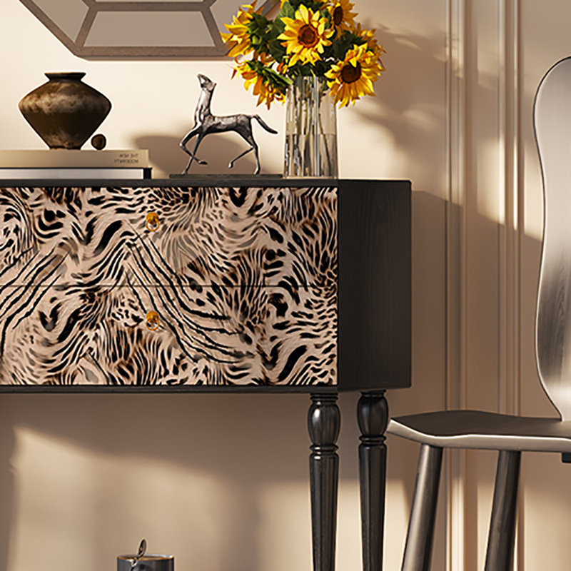 33.5in Retro Style Two Drawers Sideboard, Black