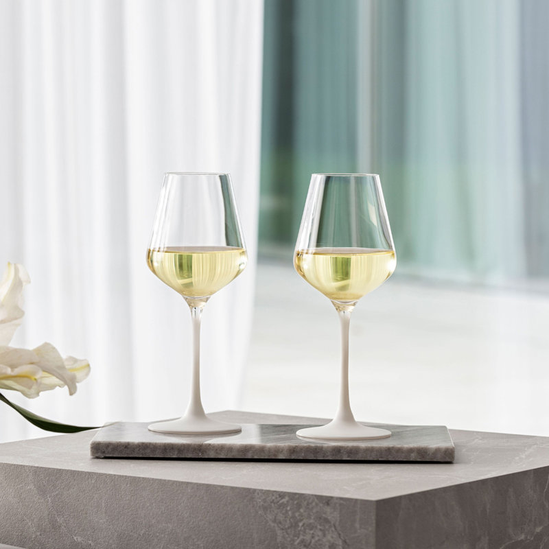 Manufacture Rock Blanc Matte White Crystal Wine Goblet Set, 4 pcs