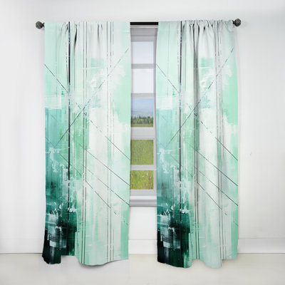 Kardos Power Lines Mint Matrix I - Power Lines Curtain - Velvet Room Darkening - 1 Panel