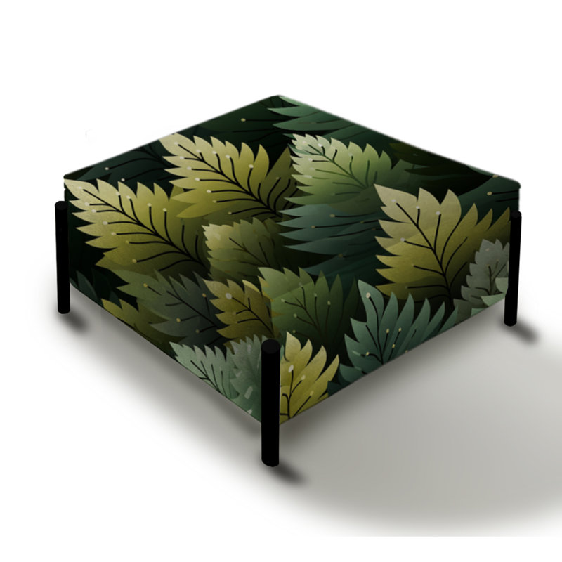 Motif vert forêt - grand repose-pieds carré botanique
