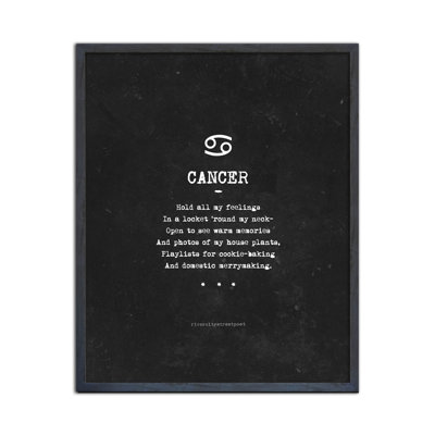 «Zodiac», reproduction d'art encadrée par River City Street Poet - l 8 po x H 12 po