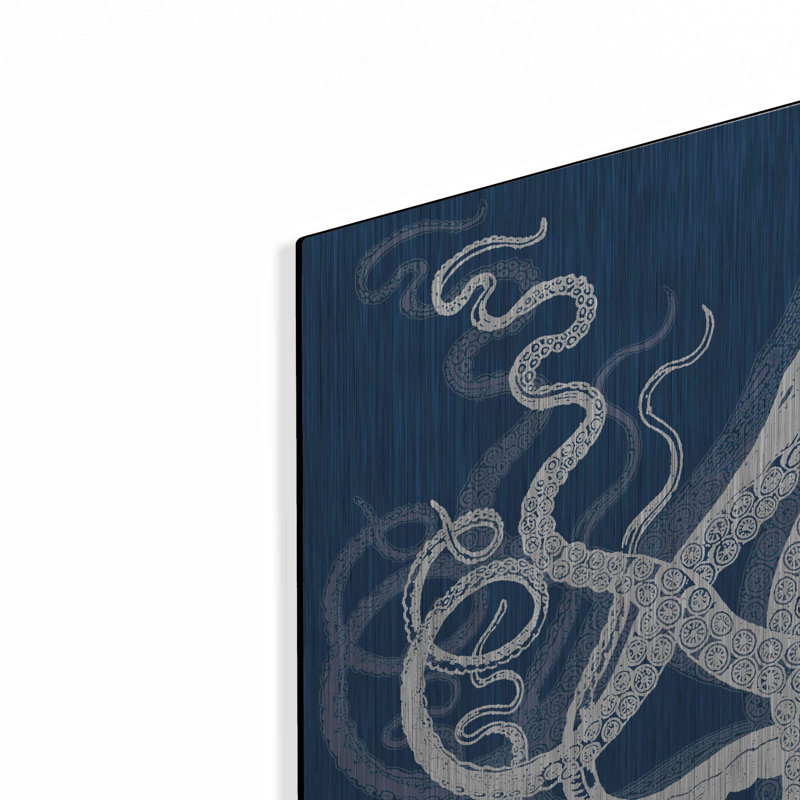 Octopus tentacules bleu et blanc par Fab Funky - impression sans cadre sur métal, L 12 po x H 16 po