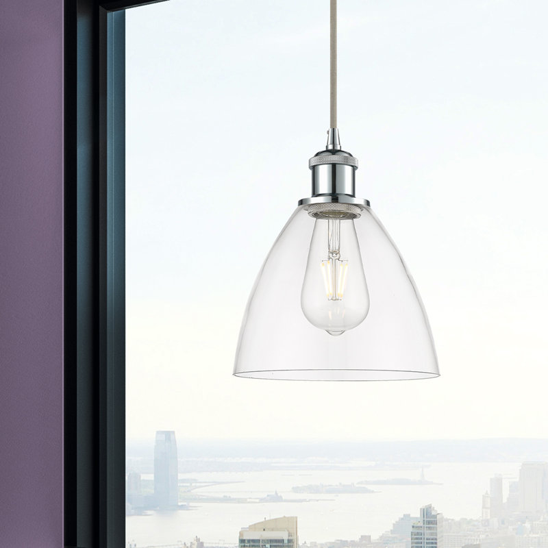 Haruka 1 - Light Single Pendant, Clear, 11.25" H x 7.5" W x 7.5" D, Polished Chrome