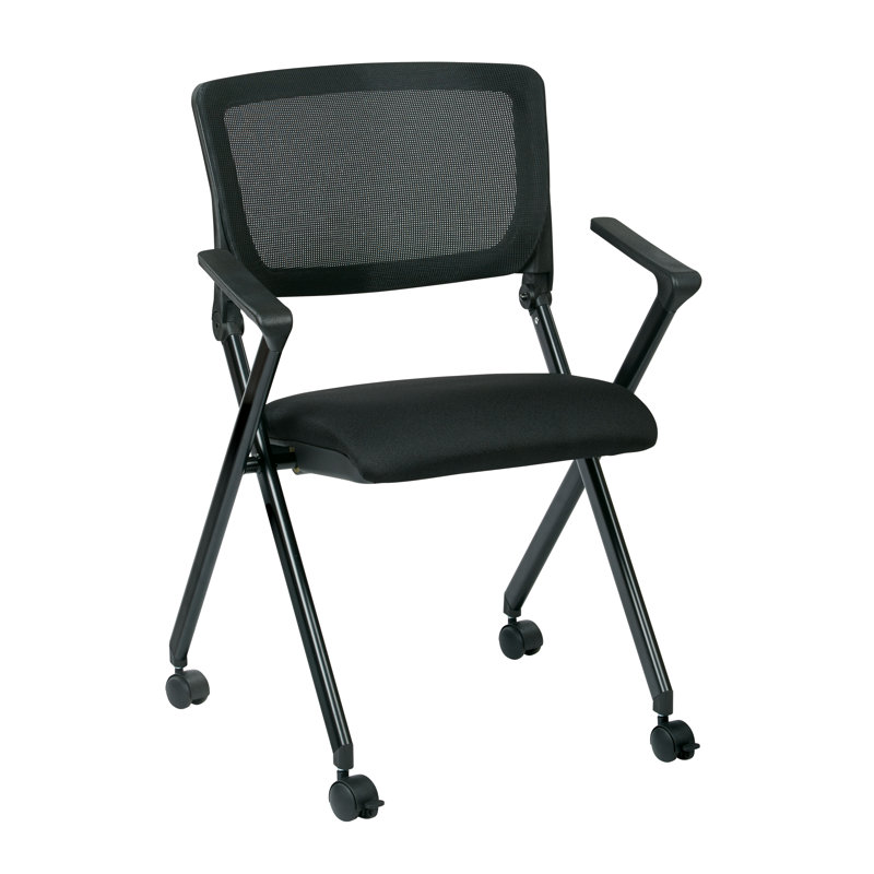 Chaises de bureau pliantes rembourrées Symple Stath Hathcock, Noir, noir, noir, noir