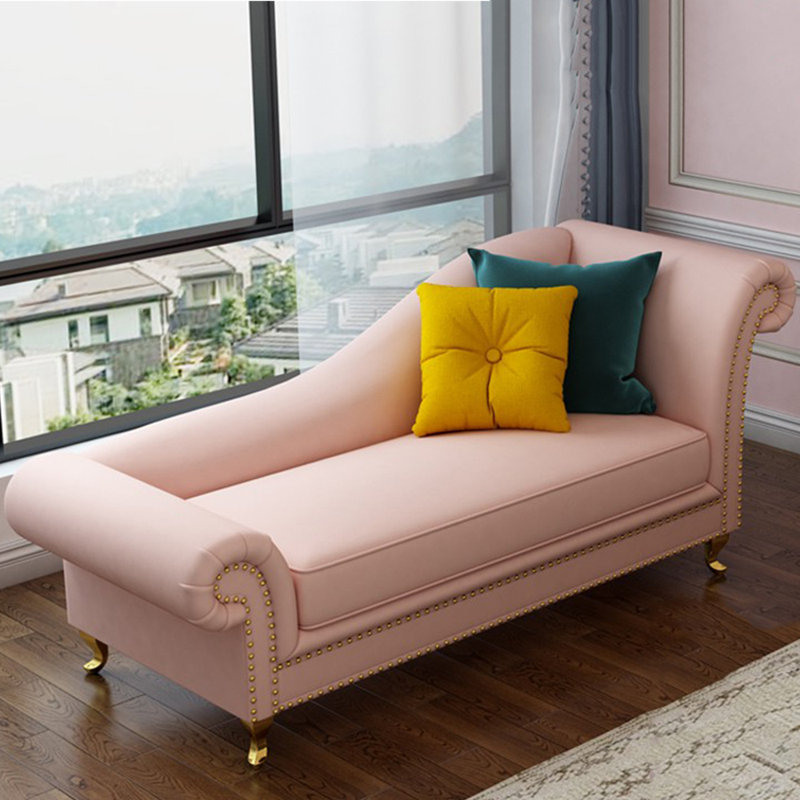 Chaise longue simple, simple, décontractée, confortable et moderne, Rose, Orienté à droite