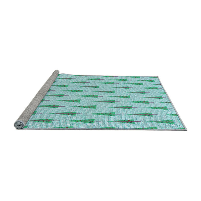 Tapis 100% à motifs lavables à la machine 2989 Pat709-LBLU, Carré 7 pi