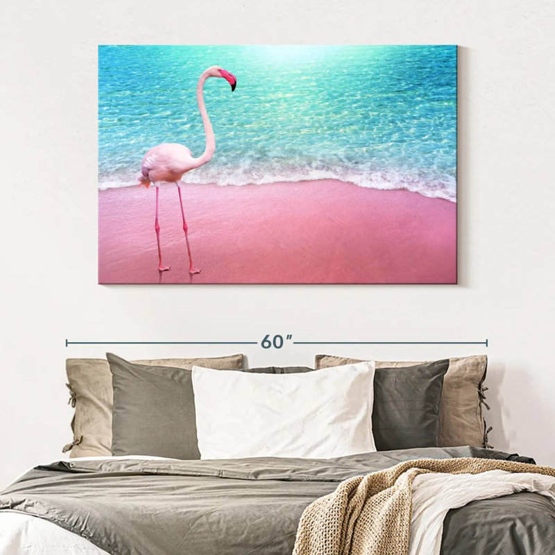 Flamant rose plage Brampt, H 34 po x l 51 po