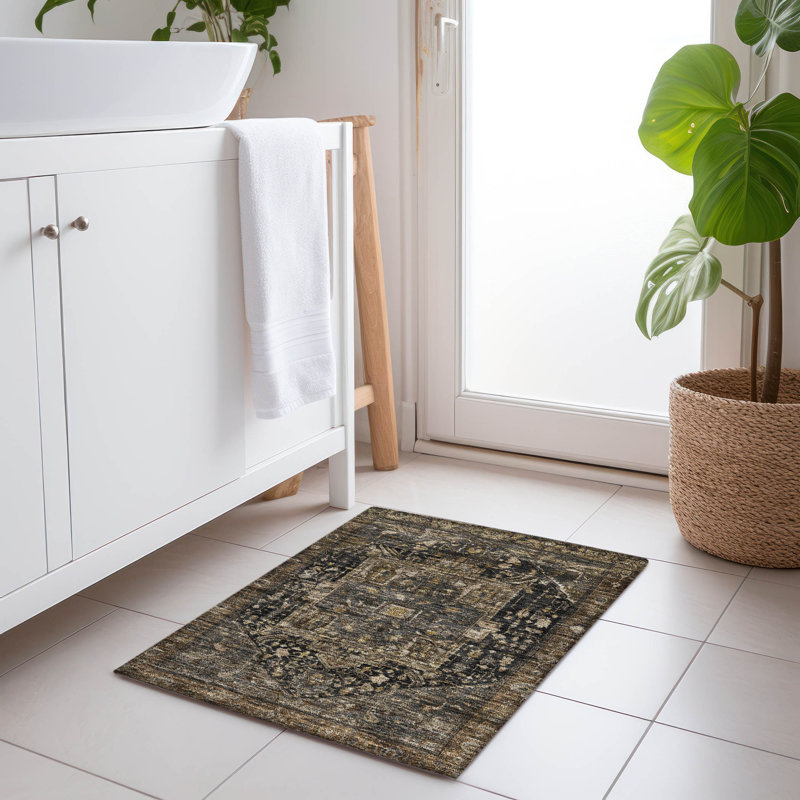 Tapis fudge intérieur / extérieur lavable à la machine Claudian ACN1240, Rectangle 1 pi 8 po x 2 pi 6 po