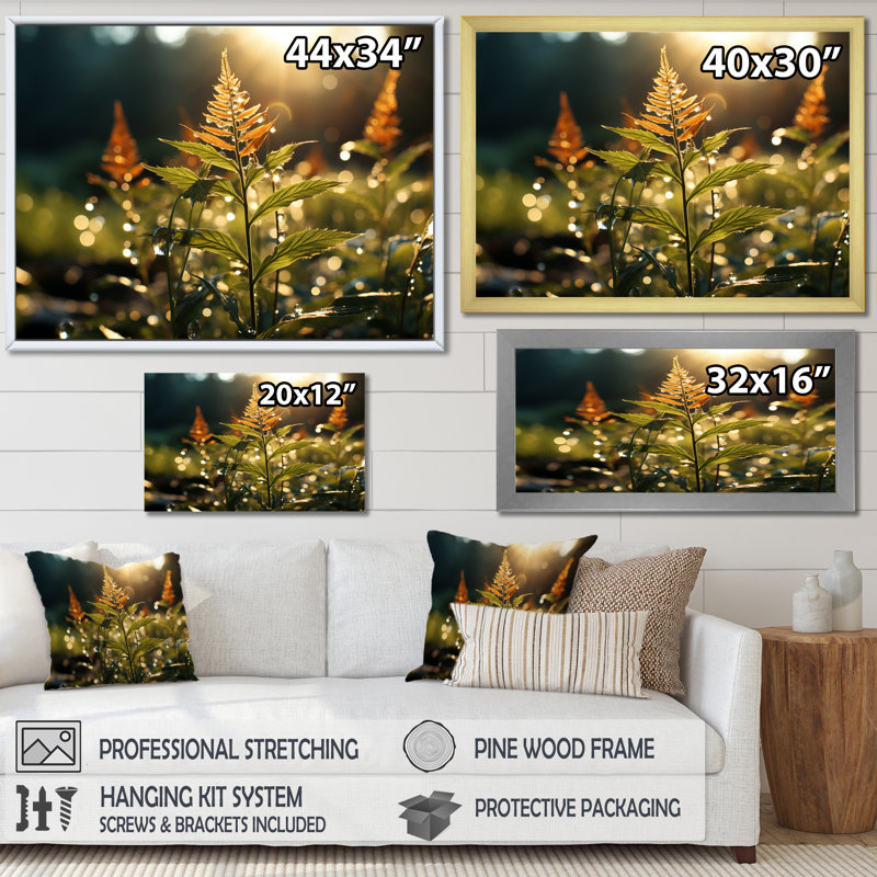 «Green Field Tranquil Oasis», reproduction sur toile, H 34 po x l 44 po x P 1,5 po, Cadre flottant noir