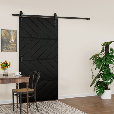 Porte de grange coulissante en bois de 42 po x 84 po de style moderne 42 po x 84 po avec ensemble de quincaillerie (installation facile)